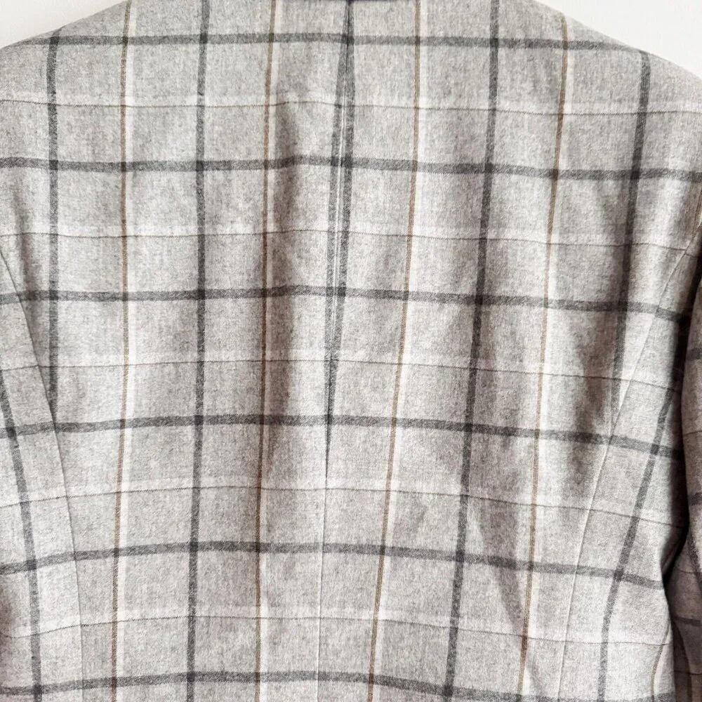 Brooks Brothers Plaid Wool Blend Grey Blue Classic Blazer 0 - Picture 7 of 9